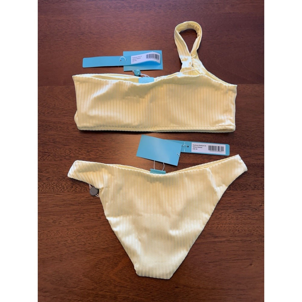 Melissa Odabash Toulouse Ribbed Bikini Set Yellow US 10 UK 14 Swimsuit NWT - Picture 9 of 12
